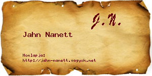 Jahn Nanett névjegykártya